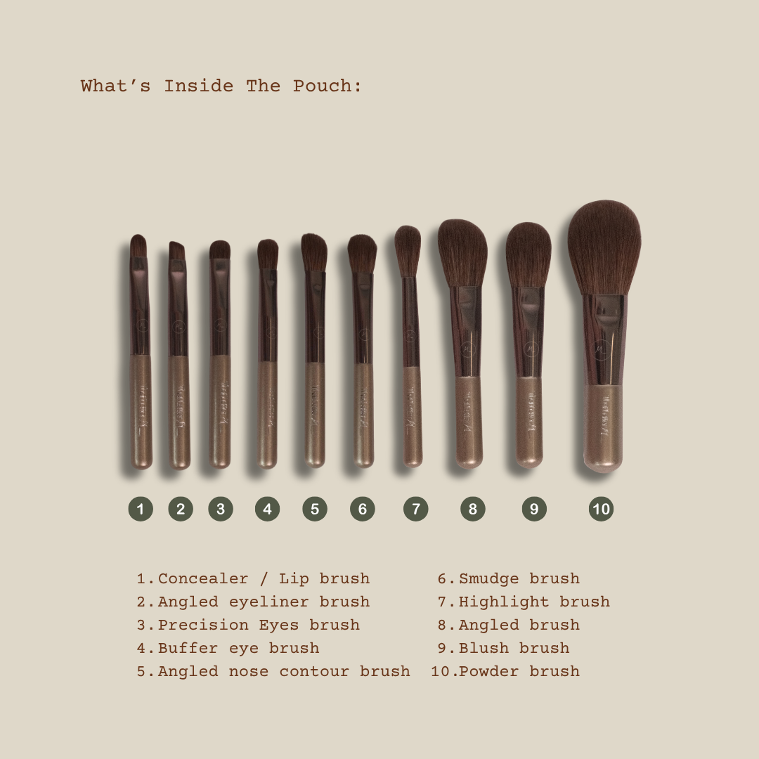 That Letter M En Route 10 Pc Travel Brushes + Mesh Pouch