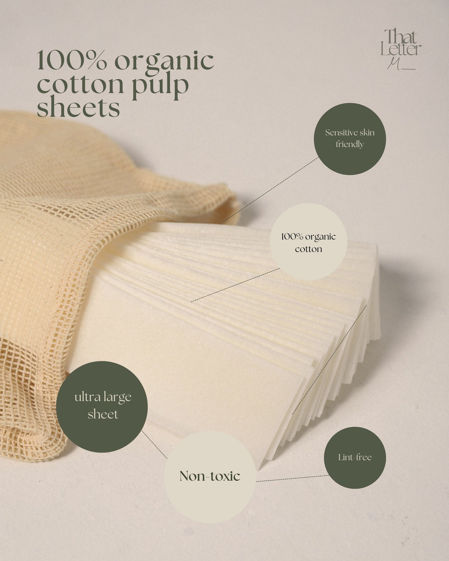 [Bundle of 3] Multi-Use Pulp Cotton Sheets - That Letter M (80 Pcs)